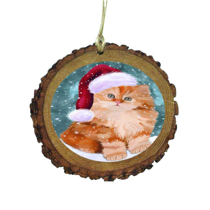 Let it Snow Christmas Holiday Red Persian Cat Wooden Christmas Ornament WOR48688