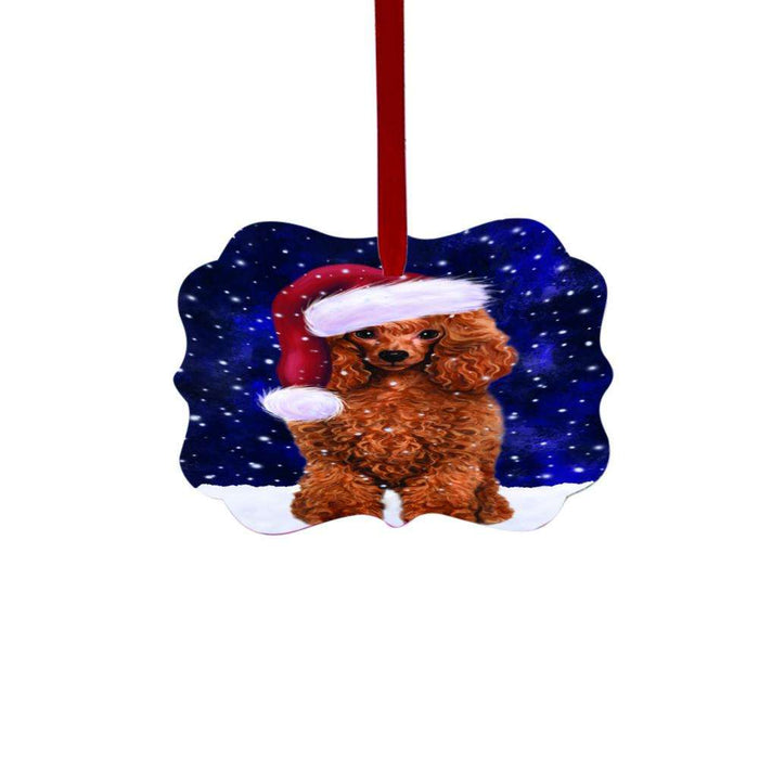 Let it Snow Christmas Holiday Red Poodle Dog Double-Sided Photo Benelux Christmas Ornament LOR48689