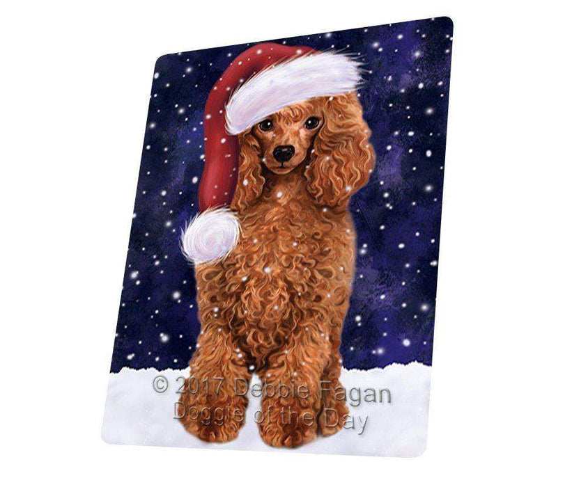 Let it Snow Christmas Holiday Red Poodle Dog Wearing Santa Hat Large Refrigerator / Dishwasher Magnet D256