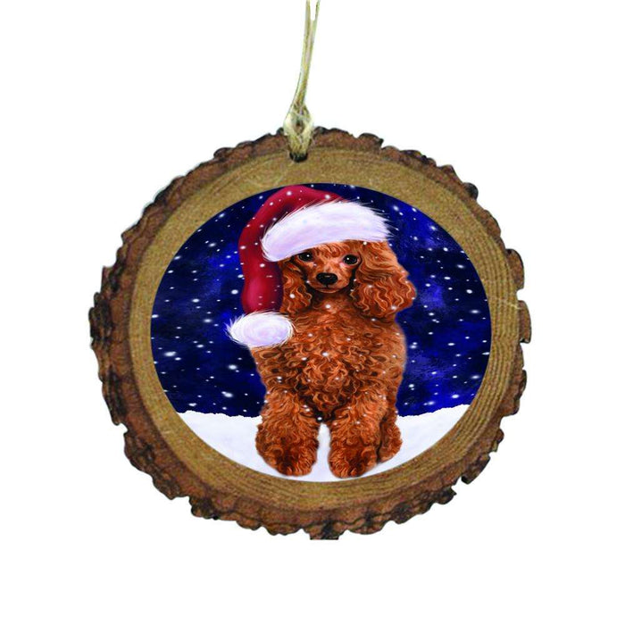 Let it Snow Christmas Holiday Red Poodle Dog Wooden Christmas Ornament WOR48689