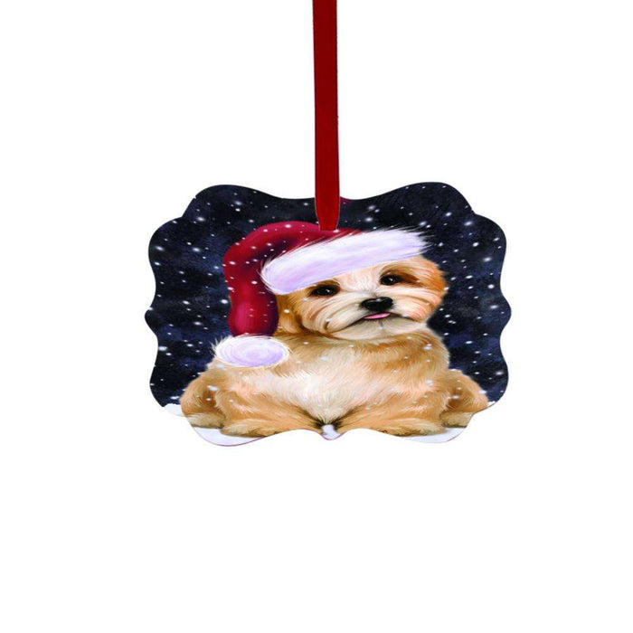 Let it Snow Christmas Holiday Reddish Havanese Dog Double-Sided Photo Benelux Christmas Ornament LOR48690