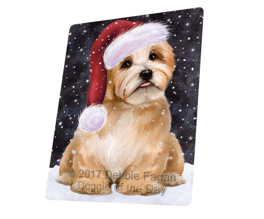 Let it Snow Christmas Holiday Reddish Havanese Dog Wearing Santa Hat Art Portrait Print Woven Throw Sherpa Plush Fleece Blanket D257