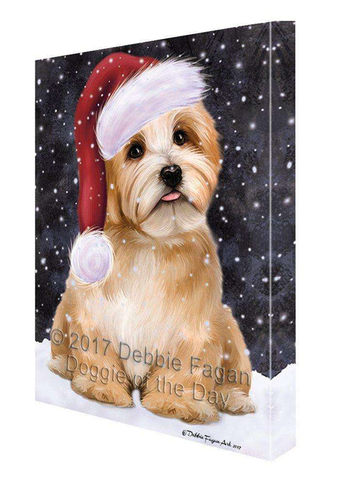 Let it Snow Christmas Holiday Reddish Havanese Dog Wearing Santa Hat Canvas Wall Art D257
