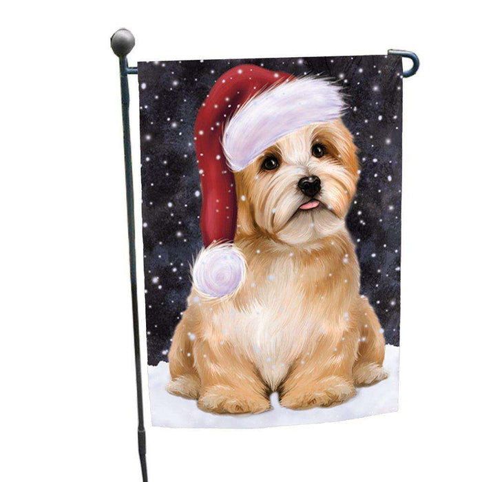 Let it Snow Christmas Holiday Reddish Havanese Dog Wearing Santa Hat Garden Flag D257