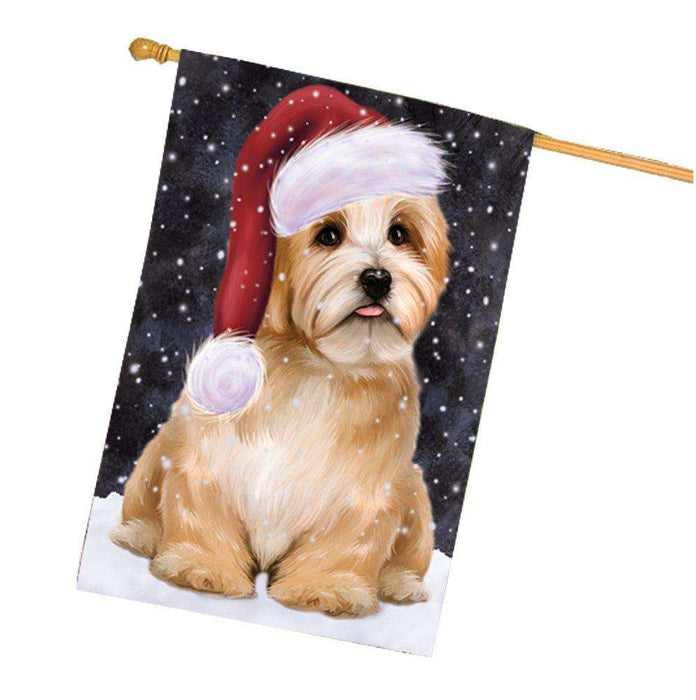 Let it Snow Christmas Holiday Reddish Havanese Dog Wearing Santa Hat House Flag