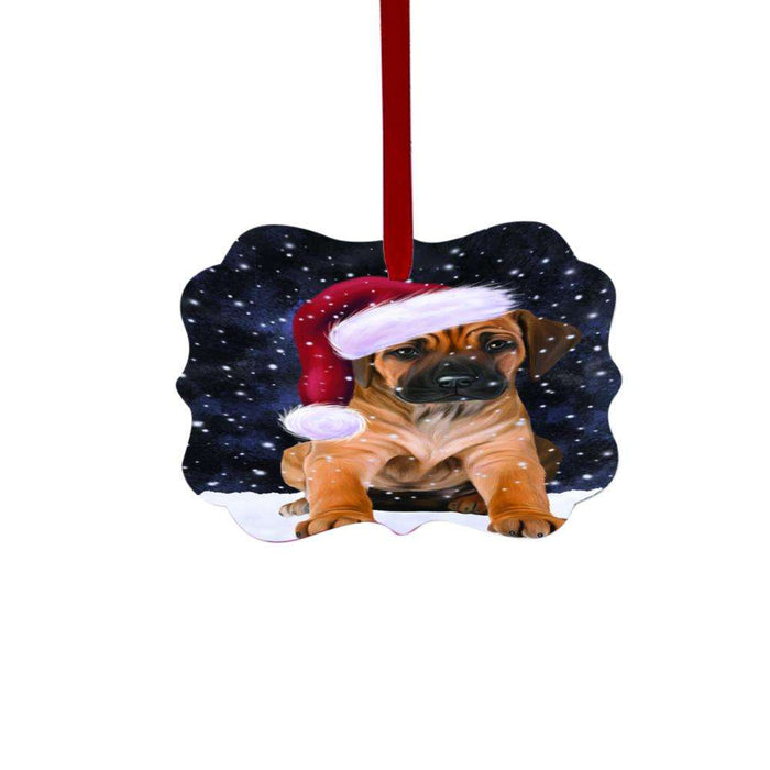 Let it Snow Christmas Holiday Rhodesian Ridgeback Dog Double-Sided Photo Benelux Christmas Ornament LOR48691