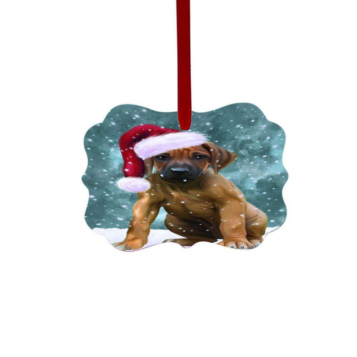 Let it Snow Christmas Holiday Rhodesian Ridgeback Dog Double-Sided Photo Benelux Christmas Ornament LOR48693