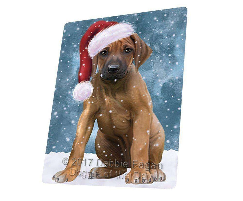 Let It Snow Christmas Holiday Rhodesian Ridgeback Dog Wearing Santa Hat Magnet Mini (3.5" x 2")
