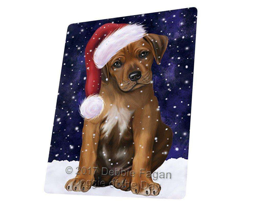 Let it Snow Christmas Holiday Rhodesian Ridgeback Dog Wearing Santa Hat Tempered Cutting Board
