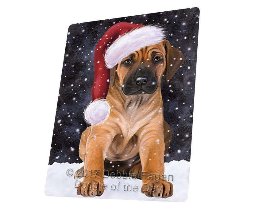 Let it Snow Christmas Holiday Rhodesian Ridgeback Dog Wearing Santa Hat Tempered Cutting Board