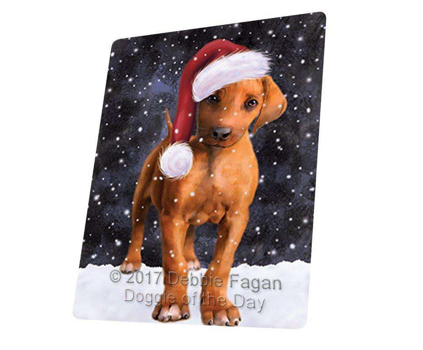 Let it Snow Christmas Holiday Rhodesian Ridgeback Puppy Dog Wearing Santa Hat Art Portrait Print Woven Throw Sherpa Plush Fleece Blanket D025