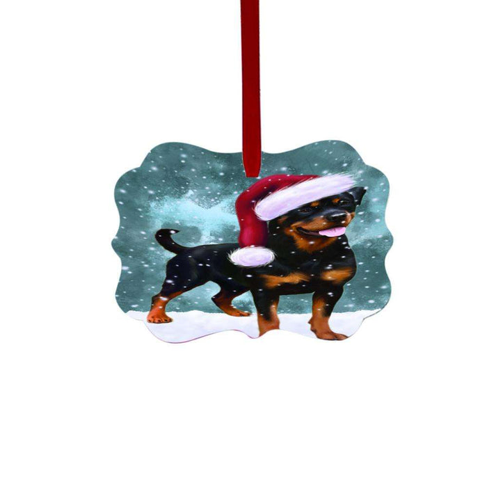 Let it Snow Christmas Holiday Rottweiler Dog Double-Sided Photo Benelux Christmas Ornament LOR48695