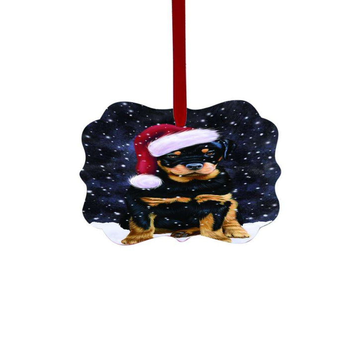 Let it Snow Christmas Holiday Rottweiler Dog Double-Sided Photo Benelux Christmas Ornament LOR48696