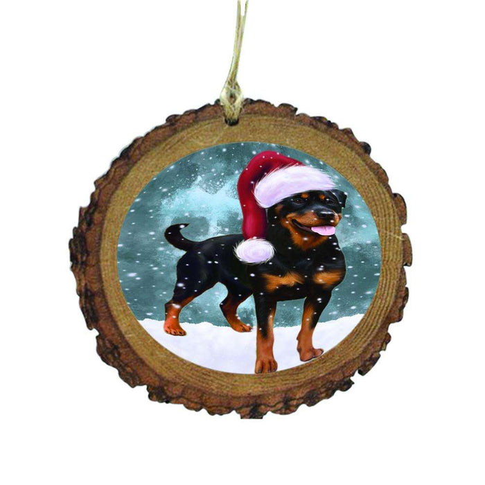 Let it Snow Christmas Holiday Rottweiler Dog Wooden Christmas Ornament WOR48695