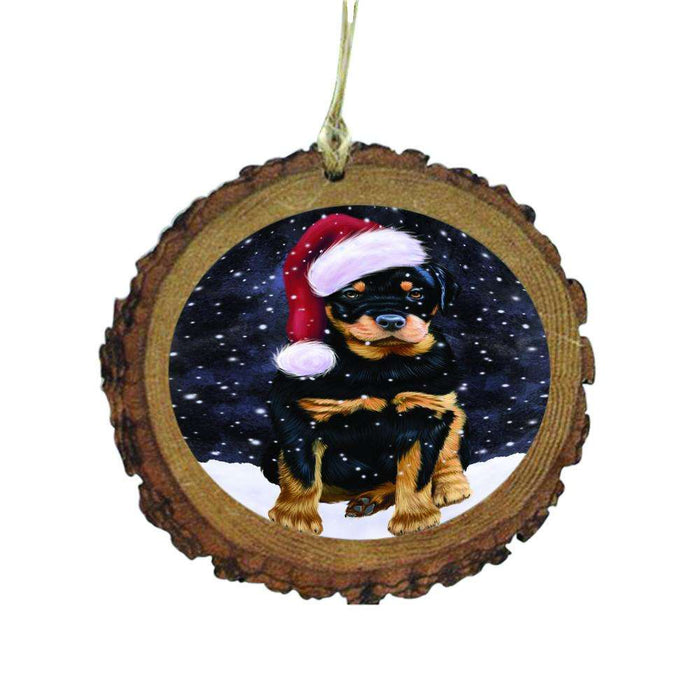 Let it Snow Christmas Holiday Rottweiler Dog Wooden Christmas Ornament WOR48696