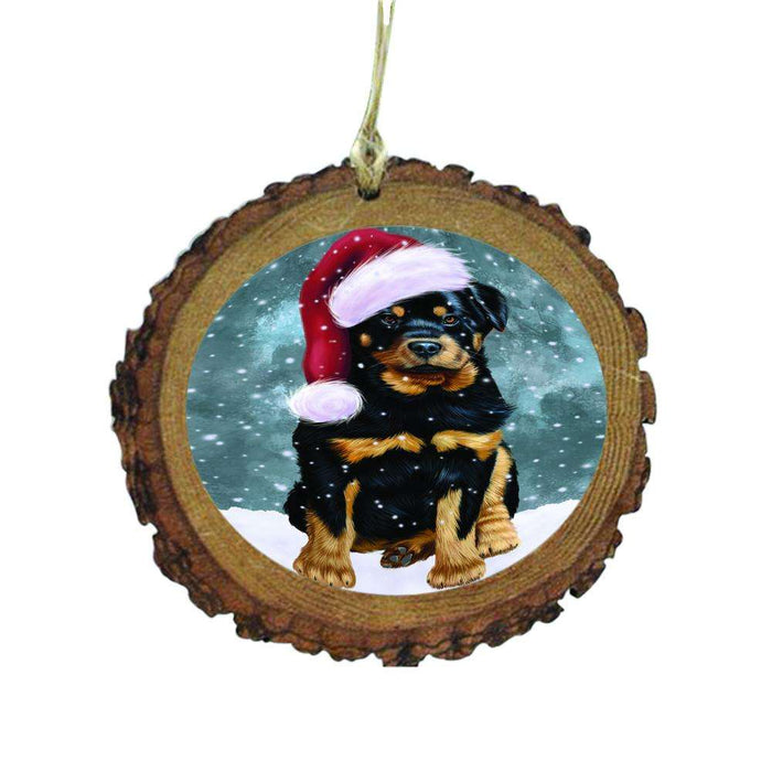 Let it Snow Christmas Holiday Rottweiler Dog Wooden Christmas Ornament WOR48698