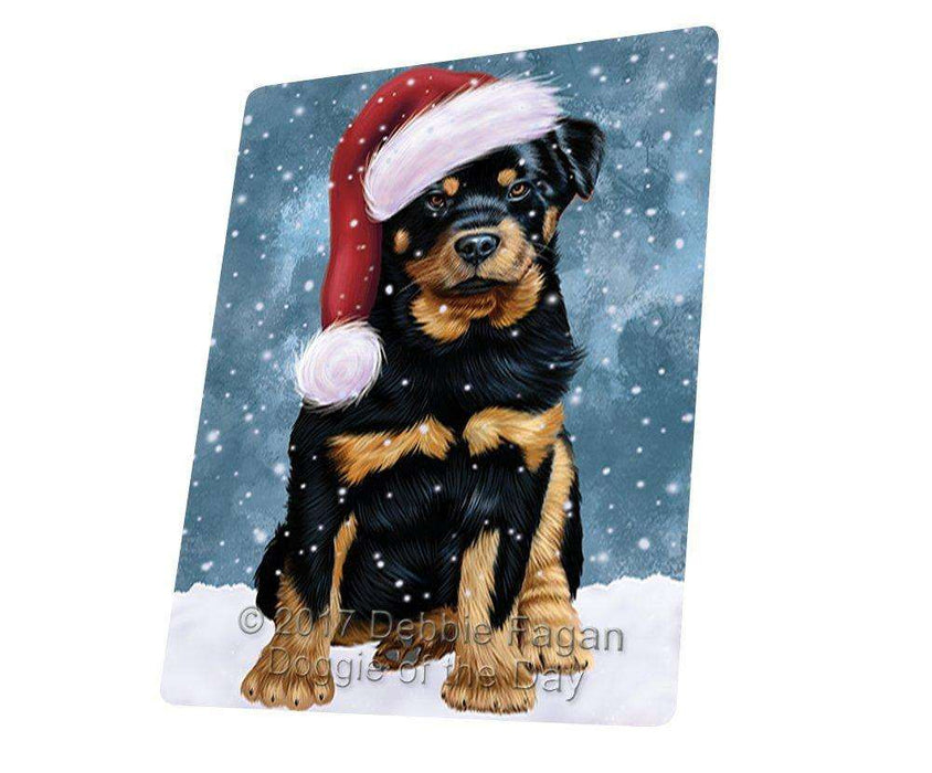 Let it Snow Christmas Holiday Rottwielers Dog Wearing Santa Hat Large Refrigerator / Dishwasher Magnet D120