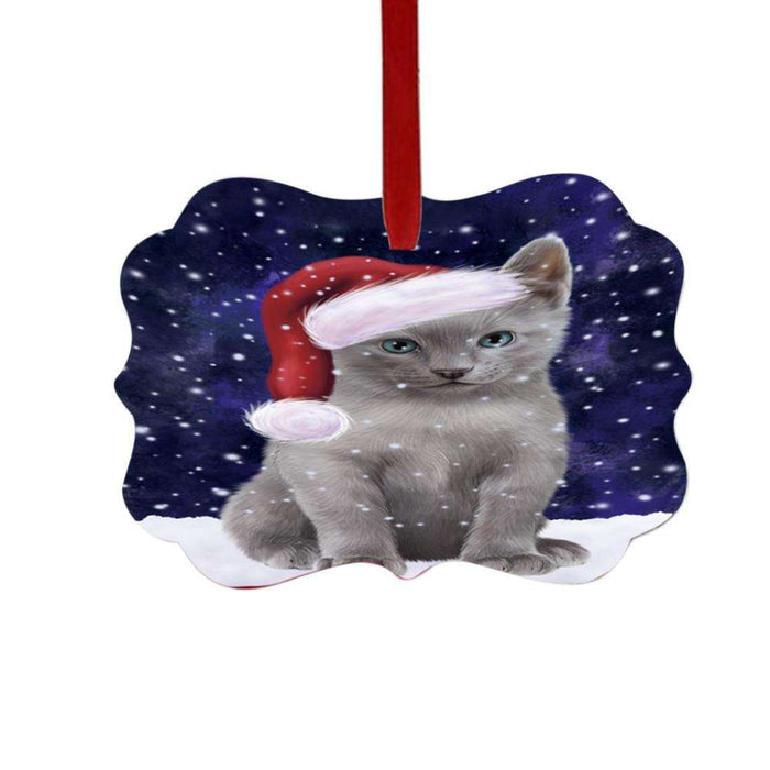 Let it Snow Christmas Holiday Russian Blue Cat Double-Sided Photo Benelux Christmas Ornament LOR48962