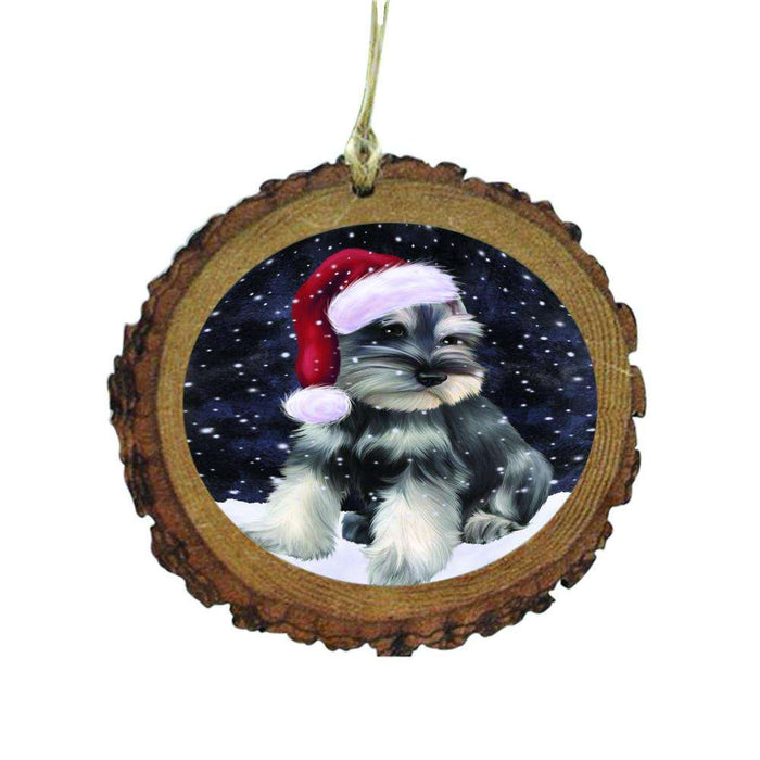 Let it Snow Christmas Holiday Schnauzer Dog Wooden Christmas Ornament WOR48704