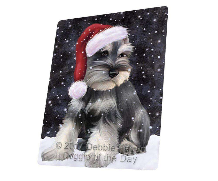 Let it Snow Christmas Holiday Schnauzers Dog Wearing Santa Hat Art Portrait Print Woven Throw Sherpa Plush Fleece Blanket