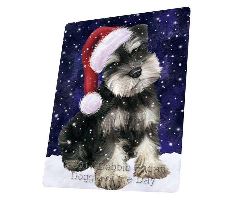 Let it Snow Christmas Holiday Schnauzers Dog Wearing Santa Hat Tempered Cutting Board
