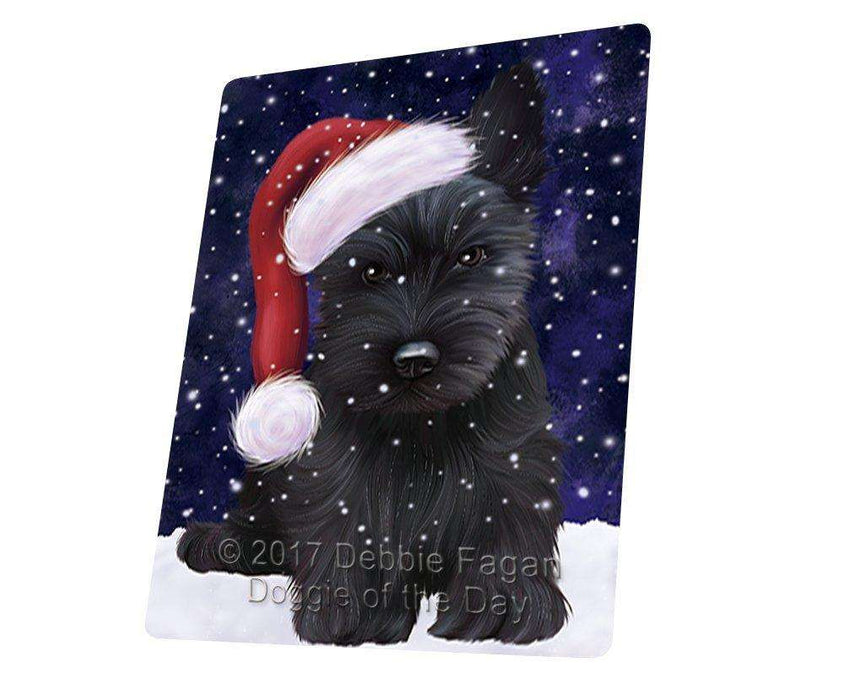 Let it Snow Christmas Holiday Scottish Terrier Dog Wearing Santa Hat Art Portrait Print Woven Throw Sherpa Plush Fleece Blanket D112