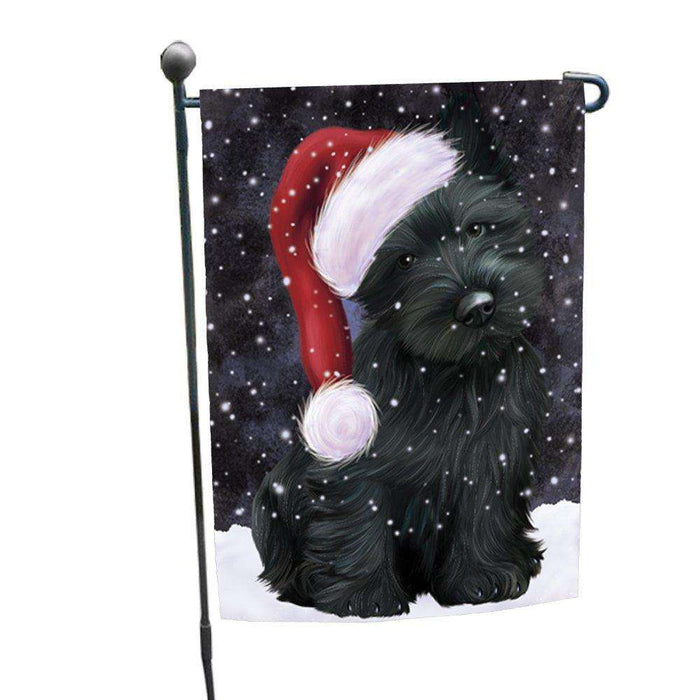 Let it Snow Christmas Holiday Scottish Terrier Dog Wearing Santa Hat Garden Flag FLG111