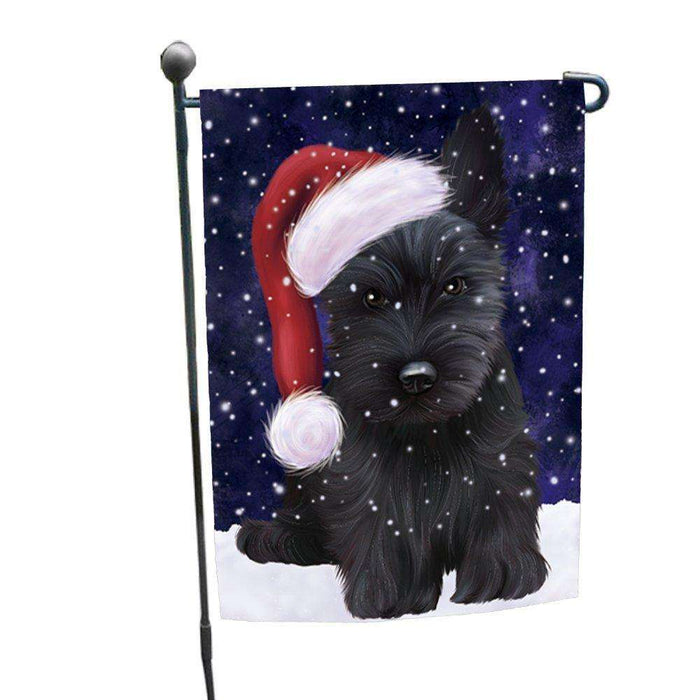 Let it Snow Christmas Holiday Scottish Terrier Dog Wearing Santa Hat Garden Flag FLG112