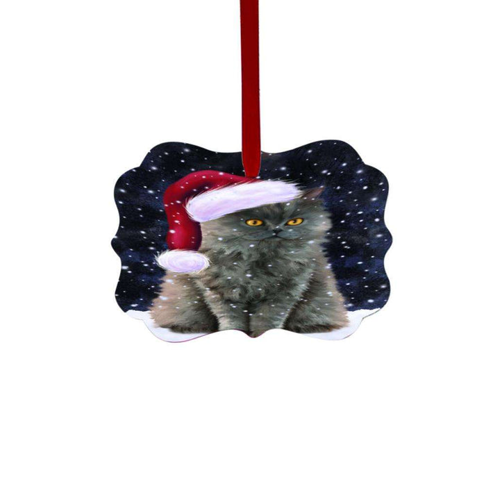 Let it Snow Christmas Holiday Selkirk Rex Cat Double-Sided Photo Benelux Christmas Ornament LOR48711