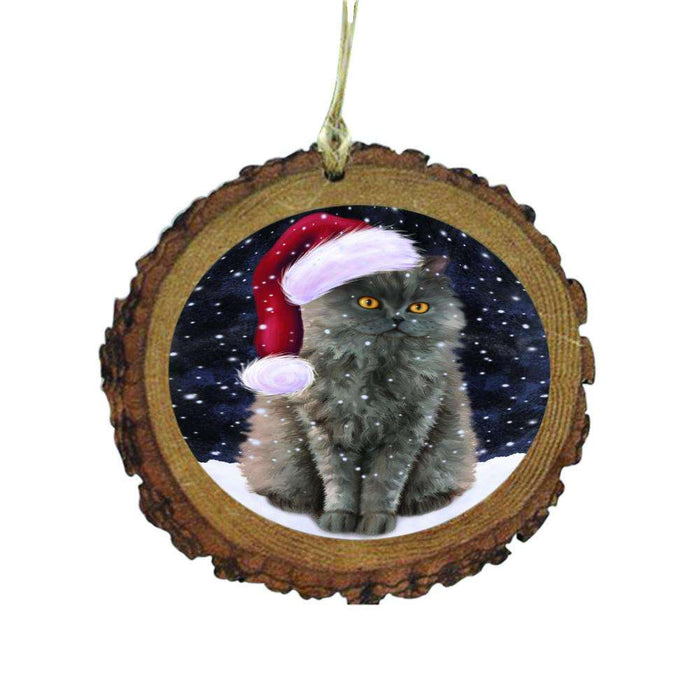 Let it Snow Christmas Holiday Selkirk Rex Cat Wooden Christmas Ornament WOR48711