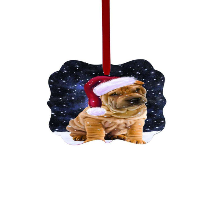 Let it Snow Christmas Holiday Shar Pei Dog Double-Sided Photo Benelux Christmas Ornament LOR48712