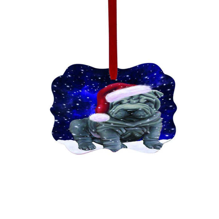 Let it Snow Christmas Holiday Shar Pei Dog Double-Sided Photo Benelux Christmas Ornament LOR48713