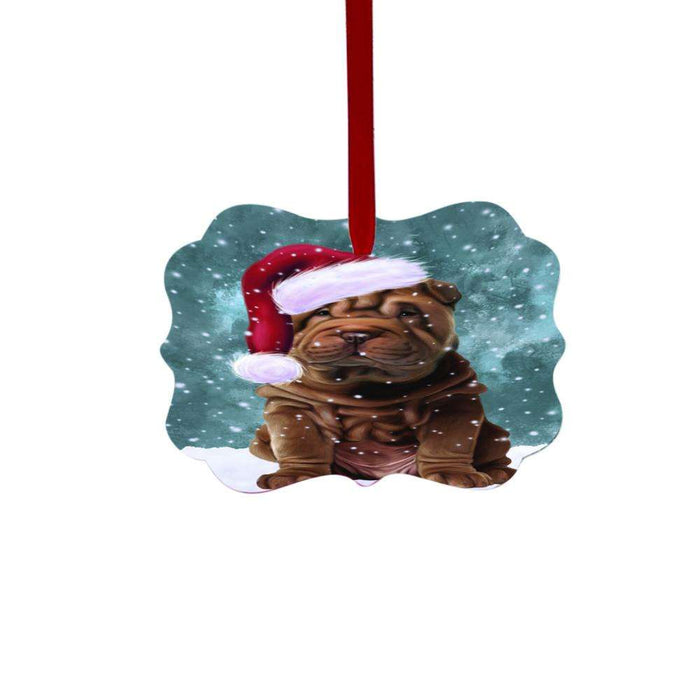 Let it Snow Christmas Holiday Shar Pei Dog Double-Sided Photo Benelux Christmas Ornament LOR48714