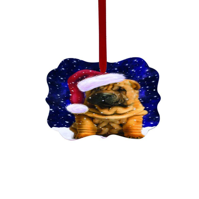 Let it Snow Christmas Holiday Shar Pei Dog Double-Sided Photo Benelux Christmas Ornament LOR48715