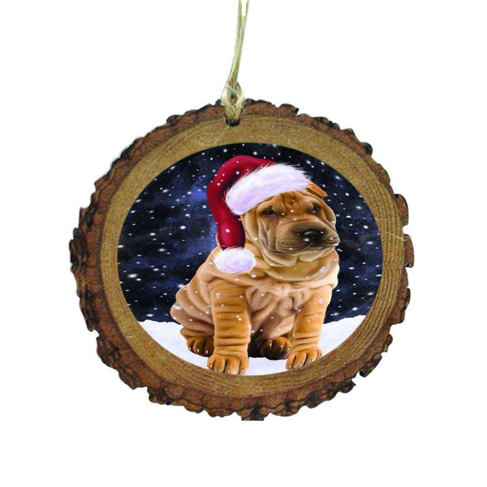 Let it Snow Christmas Holiday Shar Pei Dog Wooden Christmas Ornament WOR48712