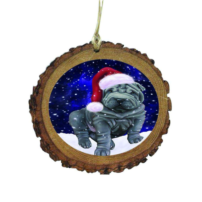 Let it Snow Christmas Holiday Shar Pei Dog Wooden Christmas Ornament WOR48713