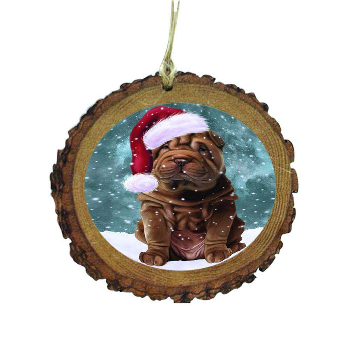 Let it Snow Christmas Holiday Shar Pei Dog Wooden Christmas Ornament WOR48714
