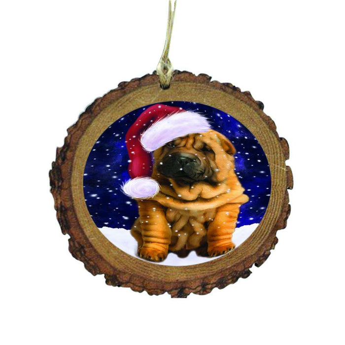 Let it Snow Christmas Holiday Shar Pei Dog Wooden Christmas Ornament WOR48715
