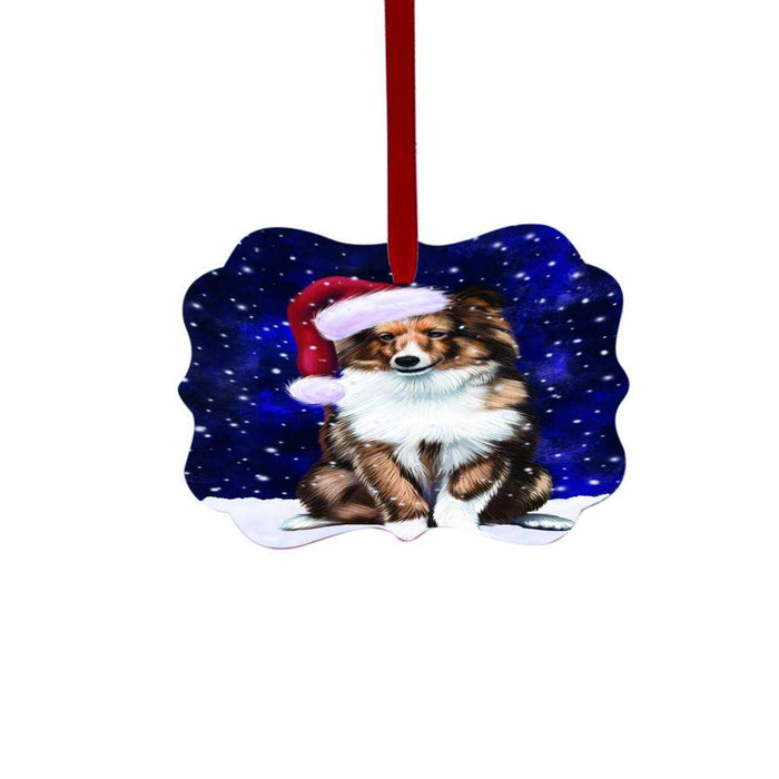 Let it Snow Christmas Holiday Shetland Sheepdog Double-Sided Photo Benelux Christmas Ornament LOR48717