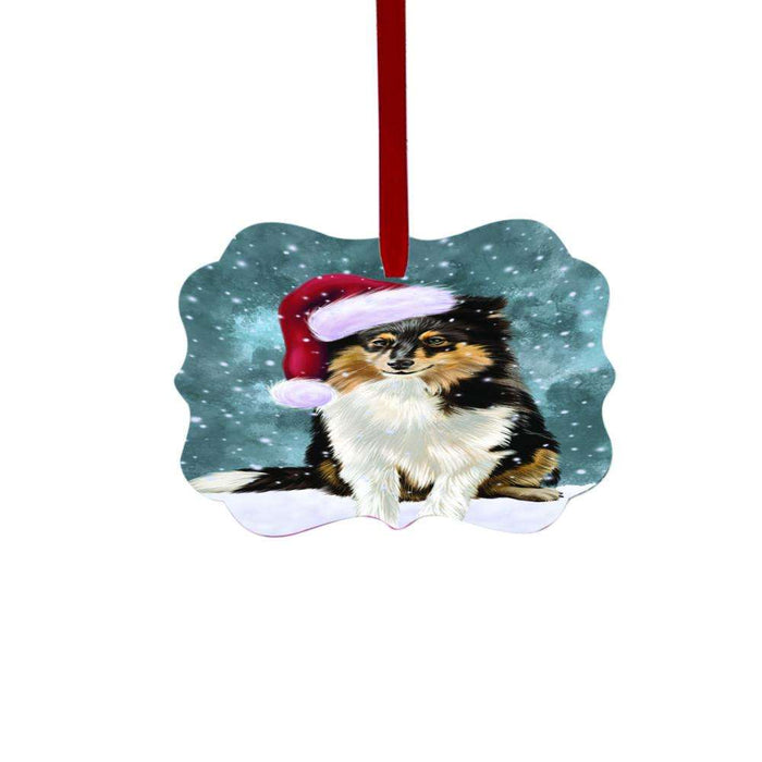 Let it Snow Christmas Holiday Shetland Sheepdog Double-Sided Photo Benelux Christmas Ornament LOR48718