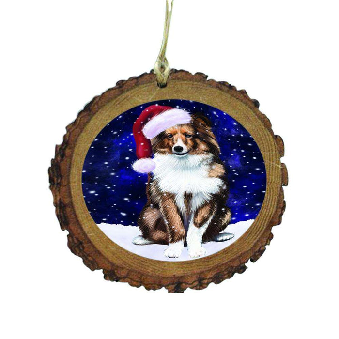 Let it Snow Christmas Holiday Shetland Sheepdog Wooden Christmas Ornament WOR48717