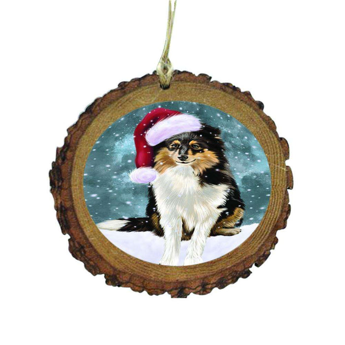 Let it Snow Christmas Holiday Shetland Sheepdog Wooden Christmas Ornament WOR48718