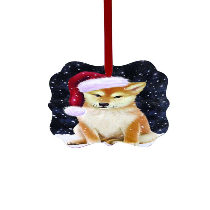 Let it Snow Christmas Holiday Shiba Inu Dog Double-Sided Photo Benelux Christmas Ornament LOR48719