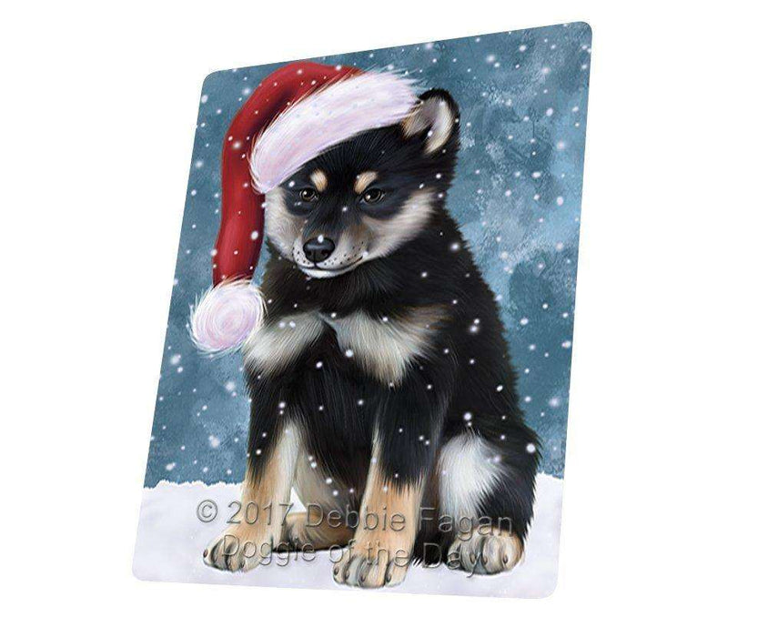 Let it Snow Christmas Holiday Shiba Inu Dog Wearing Santa Hat Large Refrigerator / Dishwasher Magnet D132