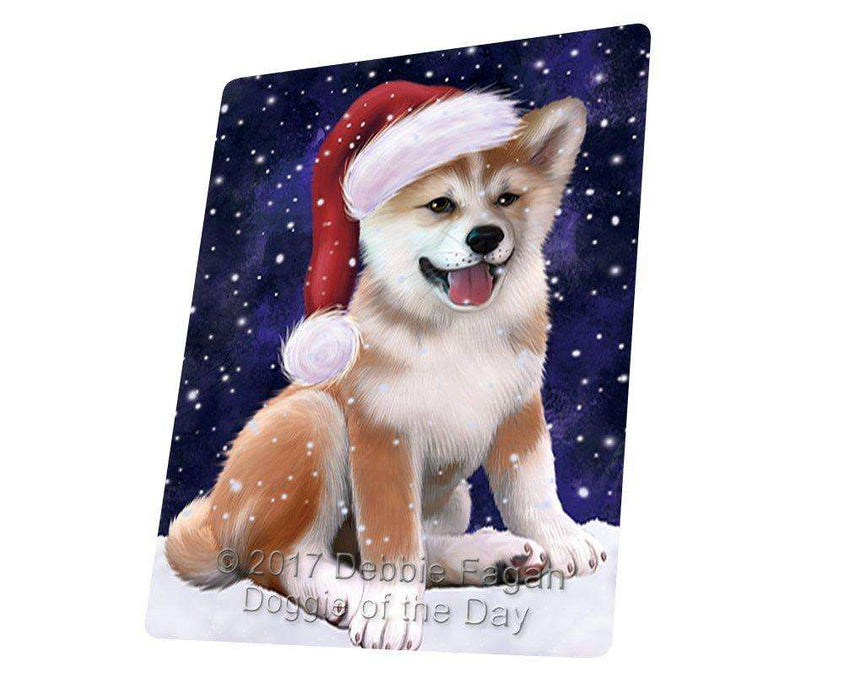 Let It Snow Christmas Holiday Shiba Inu Dog Wearing Santa Hat Magnet Mini (3.5" x 2")