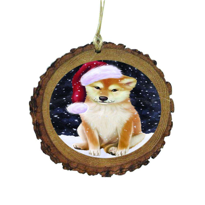 Let it Snow Christmas Holiday Shiba Inu Dog Wooden Christmas Ornament WOR48719