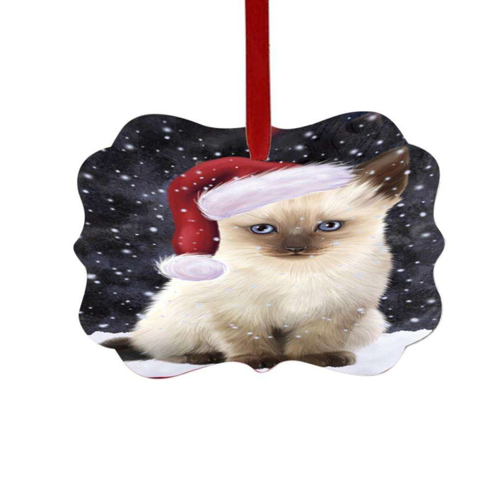 Let it Snow Christmas Holiday Siamese Cat Double-Sided Photo Benelux Christmas Ornament LOR48964