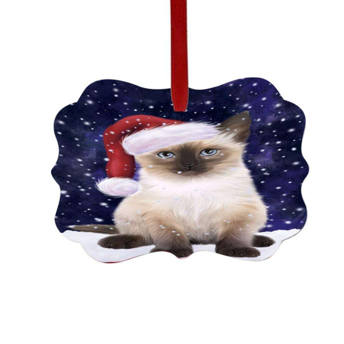Let it Snow Christmas Holiday Siamese Cat Double-Sided Photo Benelux Christmas Ornament LOR48965