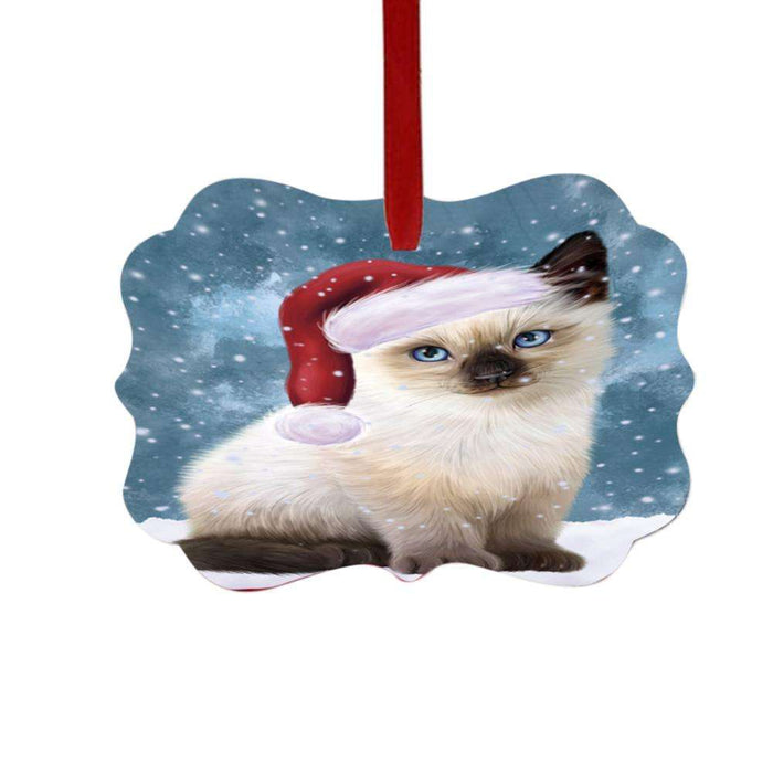 Let it Snow Christmas Holiday Siamese Cat Double-Sided Photo Benelux Christmas Ornament LOR48966