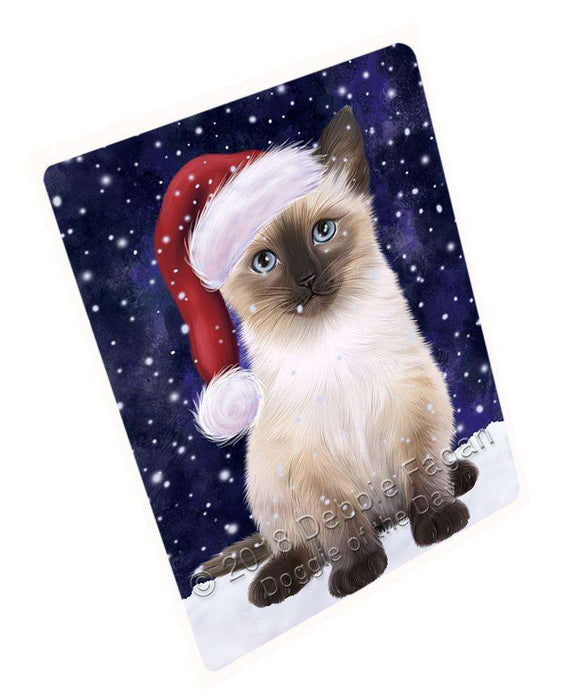 Let it Snow Christmas Holiday Siamese Cat Wearing Santa Hat Blanket BLNKT106257